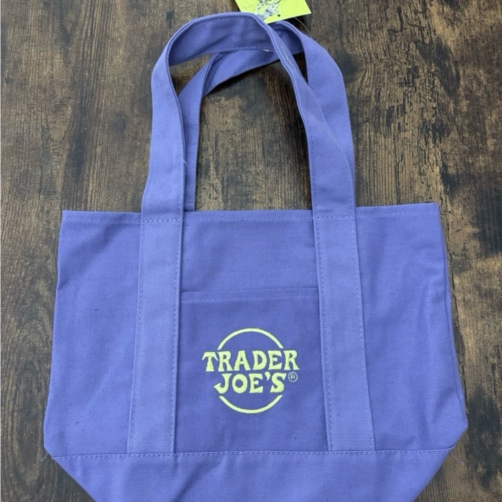 Trader Joe's Trick Or Treat Canvas Mini Tote Bag Purple Halloween 2025